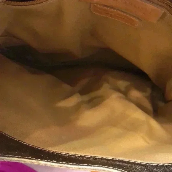 Nordstrom leather handbag/clutch. Animal print w/Gold leather + furry covering. - Picture 7 of 11